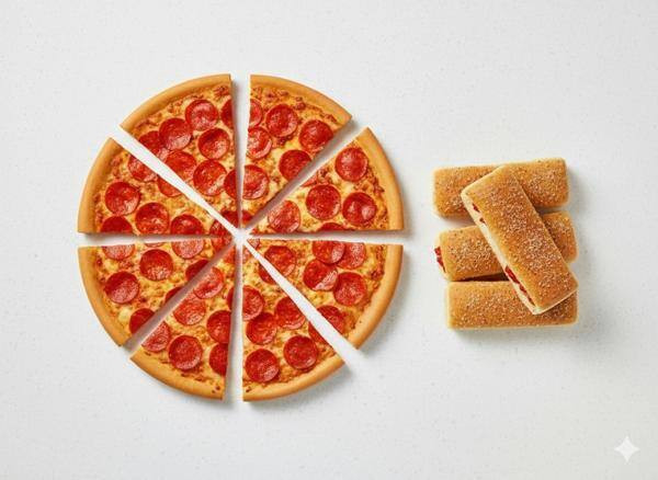 1 Pizza Média (30,5cm  8 fatias) + 4un Breadstick Pepperoni