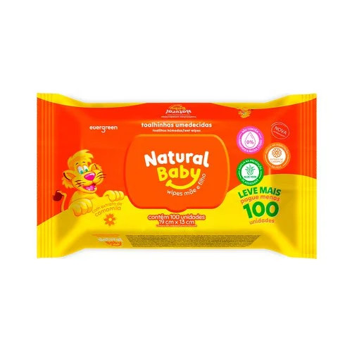 Toalha Umedecida Natural Baby c/ 100 un