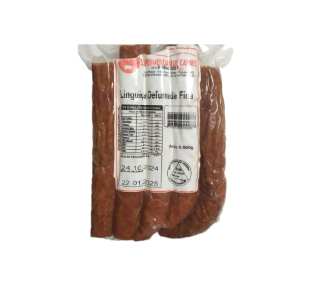 LINGUIÇA DEFUMADA FINA SUPERM. DE CARNES 500G