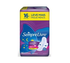ABSORVENTE SEMPRE LIVRE NOTURNO C/ ABAS SUAVE C/16UN