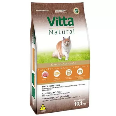Vitta Natural Gatos Castrados Sabor Frango e Cereais Integrais 10.1kg