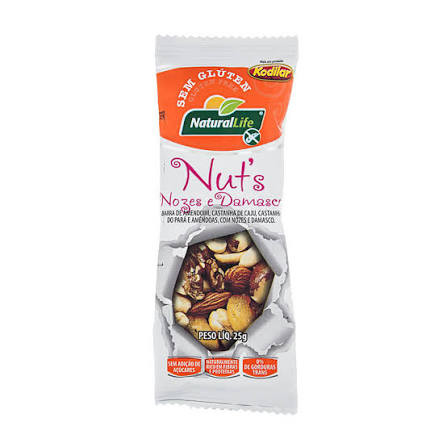 Barra Nuts Natural Life Zr Glut Nozes Damasco 25g