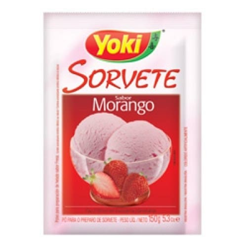 Mistura para Sorvete Yoki Morango Embalagem 150g