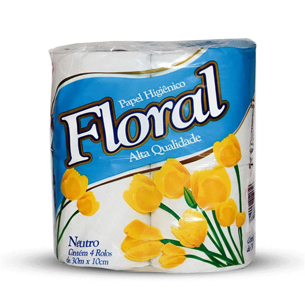 PAPEL HIGIENICO FLORAL NEUTRO 4 ROLOS 