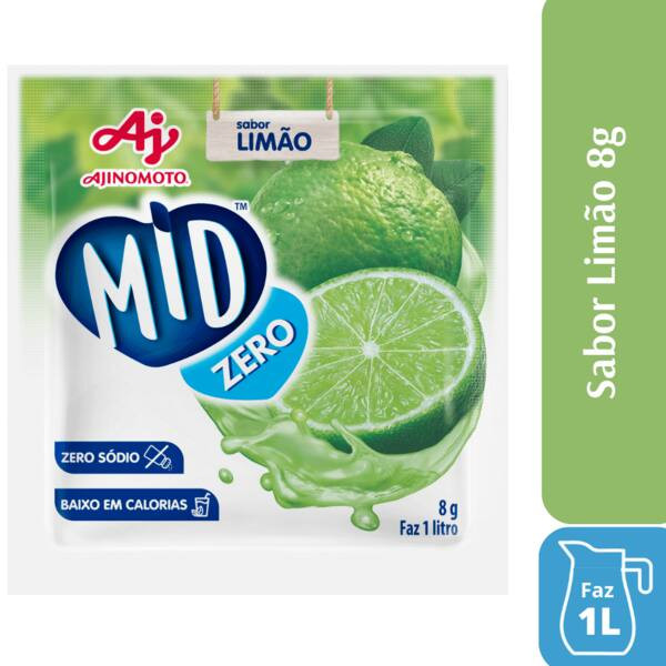 Refresco Em Pó Sabor Limão Zero Mid 8g