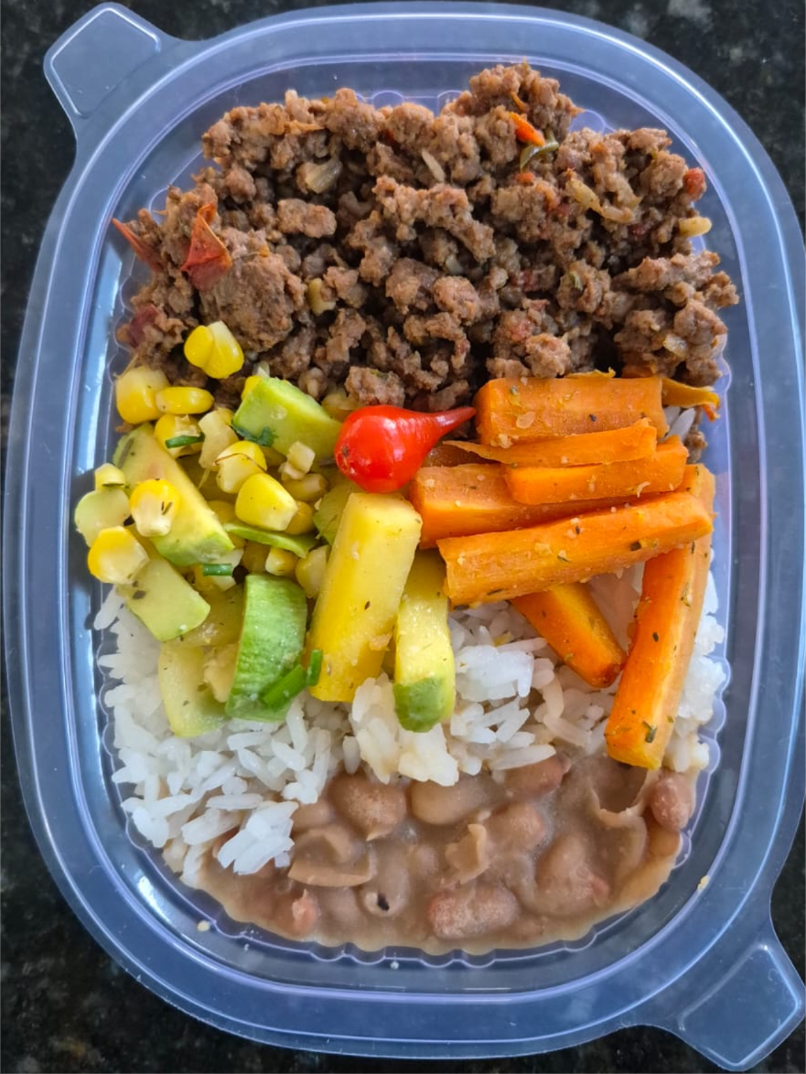CARNE MOÍDA C/ ARROZ BRANCO 220 GRAMAS Congelado.