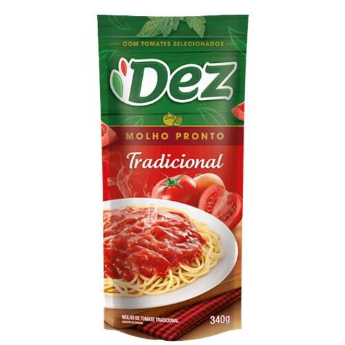 Molho de Tomate Tradicional Dez + Sachê 340g