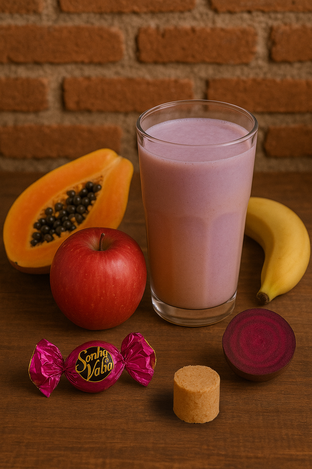 Vitamina com paçoca + sonho de valsa