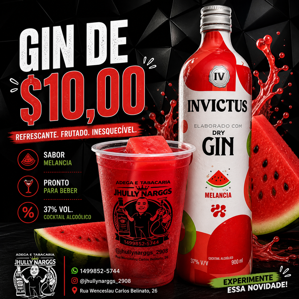  GIN DE 10,00 MELANCIA 700ML 