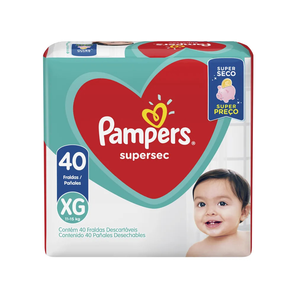 FRALDA PAMPERS "XG" SUPERSEC C/40UN¬