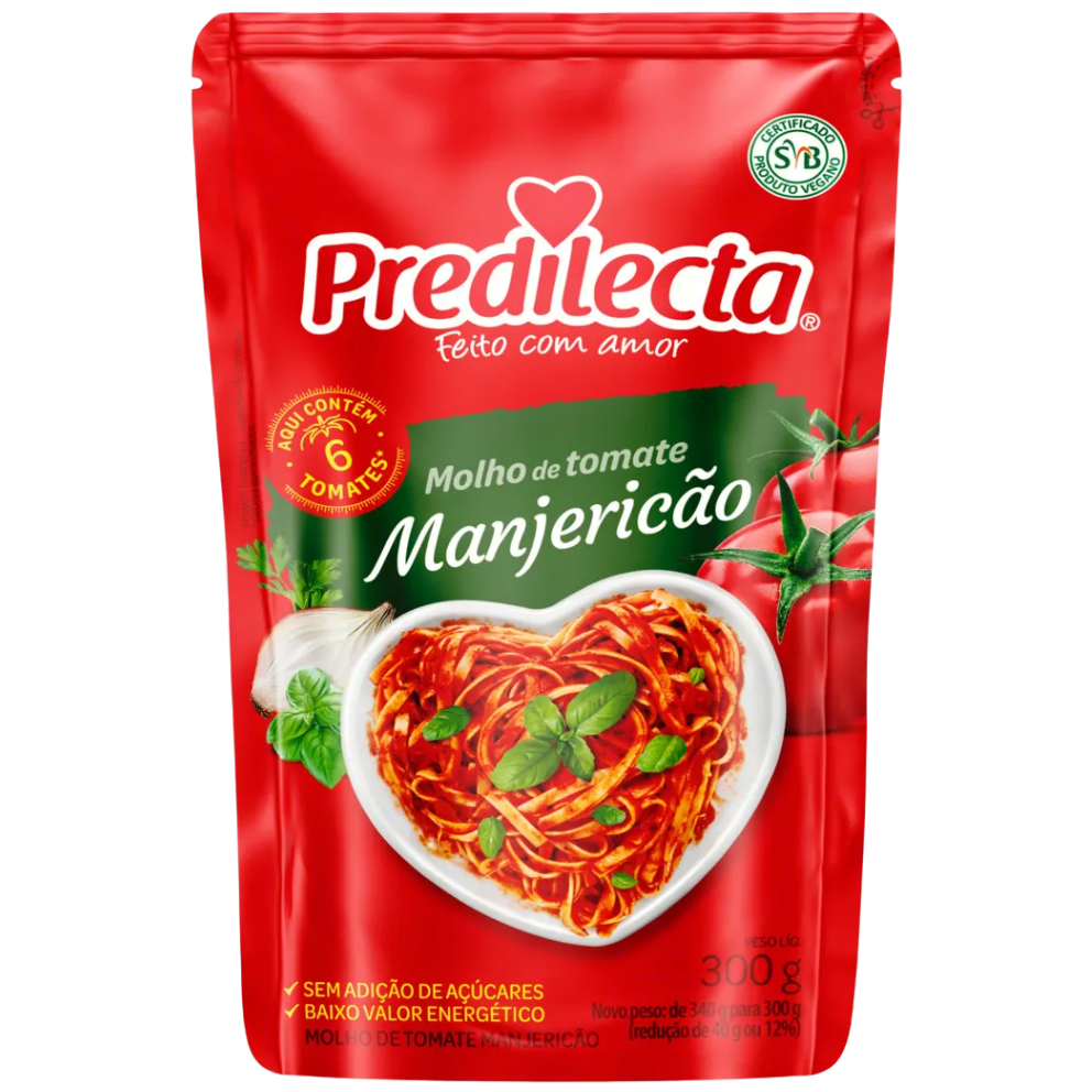 MOLHO DE TOMATE PREDILECTA MANJERICAO SC300G
