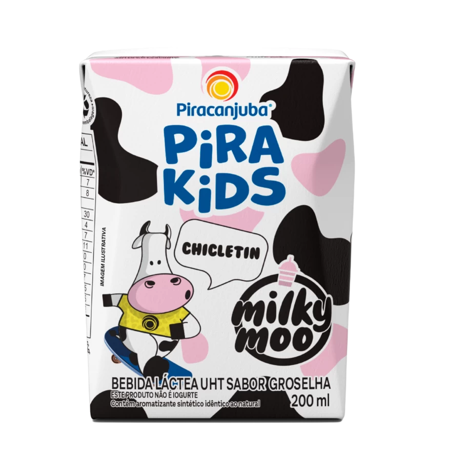 BEBIDA LACTEA PIRAKIDS MILKY MOO CHICLETIN 200ML