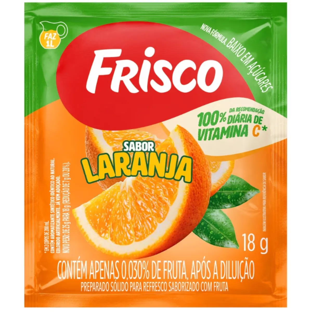 Refresco Em Po Frisco Laranja 18g