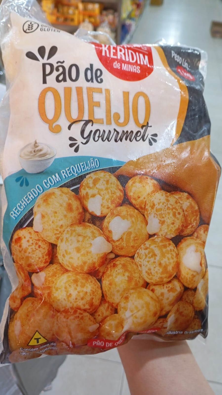 PÃO DE QUEIJO GOURMET KERIDIM RECHEADO COM REQUEIJAO 1KG 