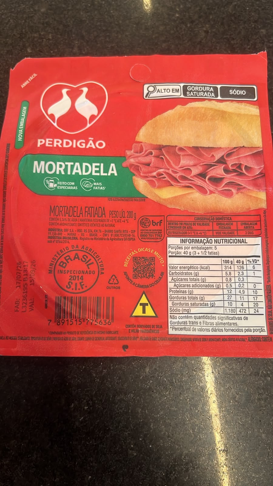 4203 - Mortadela fatiada tradicional perdigão 200 g