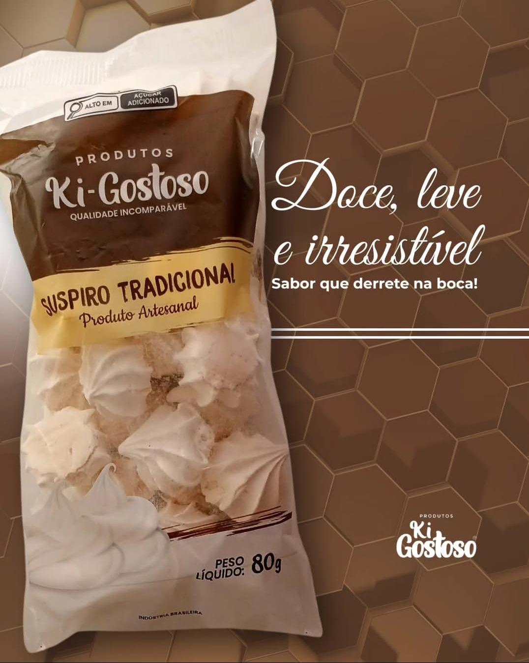 SUSPIRO TRADICIONAL SABOR RASPA DE LIMÃO KI GOSTOSO 80G