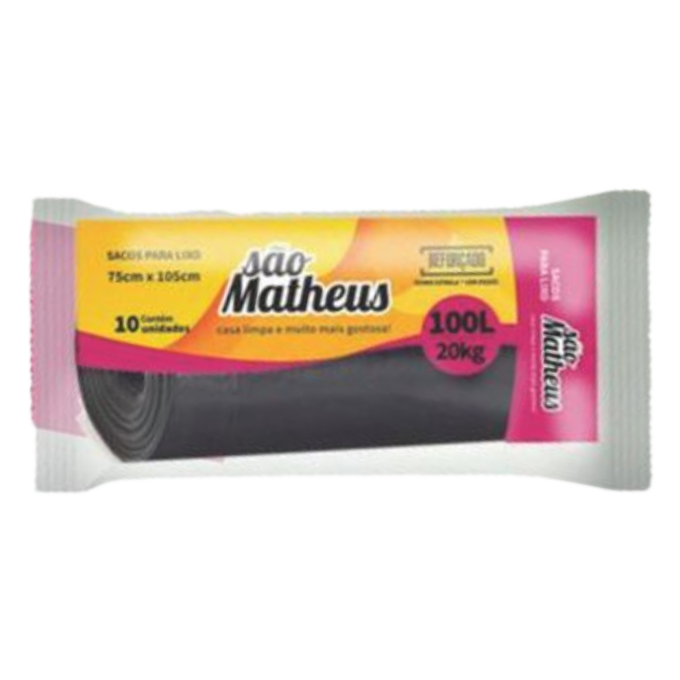 SACO P/ LIXO SAO MATHEUS ROLO 100L/20KG C/10UN