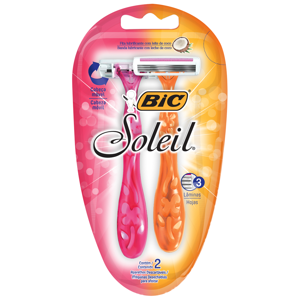 PRESTOBARBA APARELHO BIC FEM SOLEIL 2UN ROSA/LARANJA