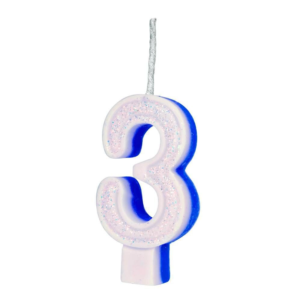 VELA GLITER REGINA Nº3 AZUL