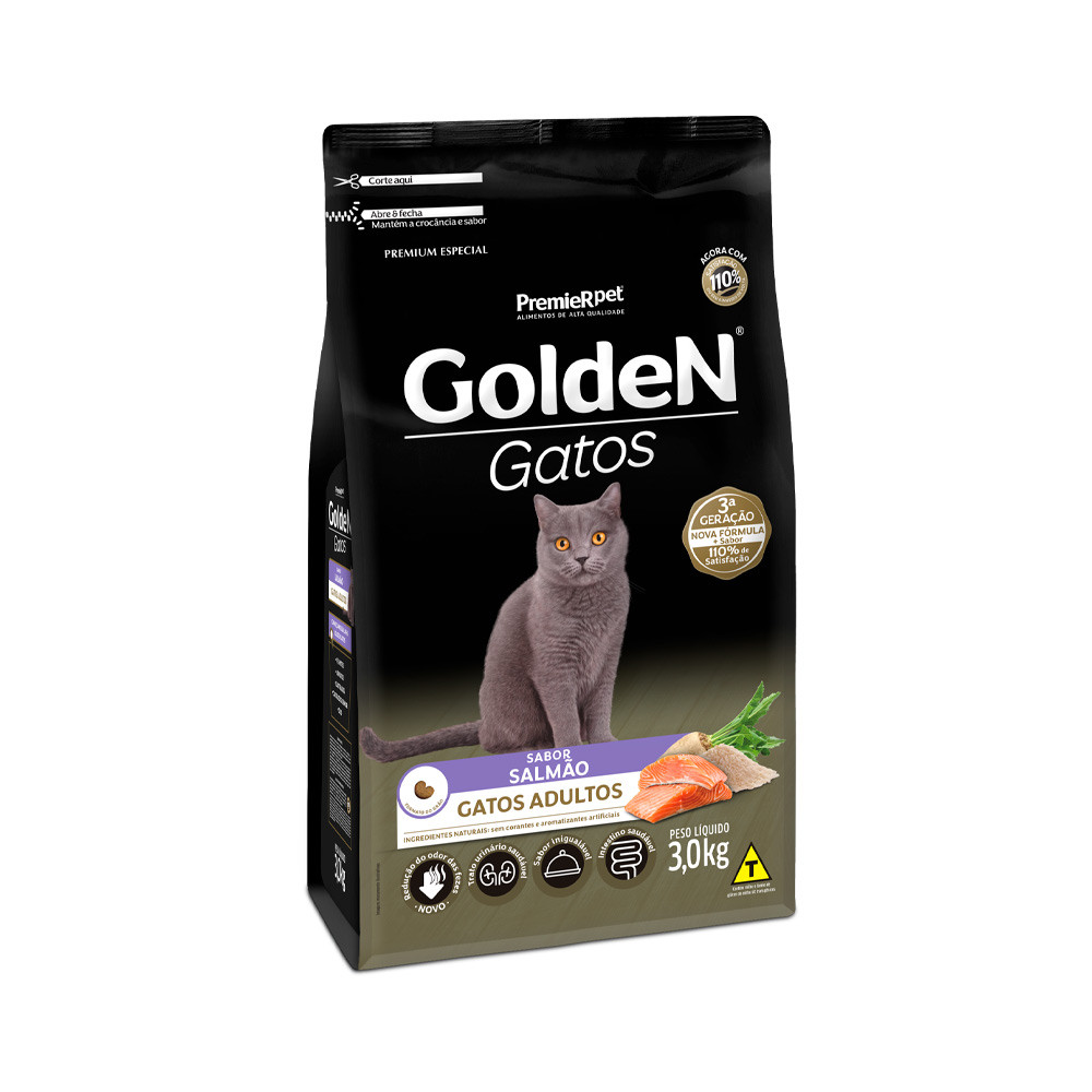 Golden Gatos Adultos Salmão 3kg