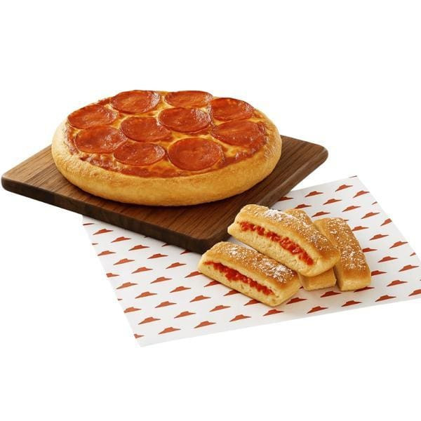 1 Pizza Individual (4 fatias) + 4un Breadstick Pepperoni