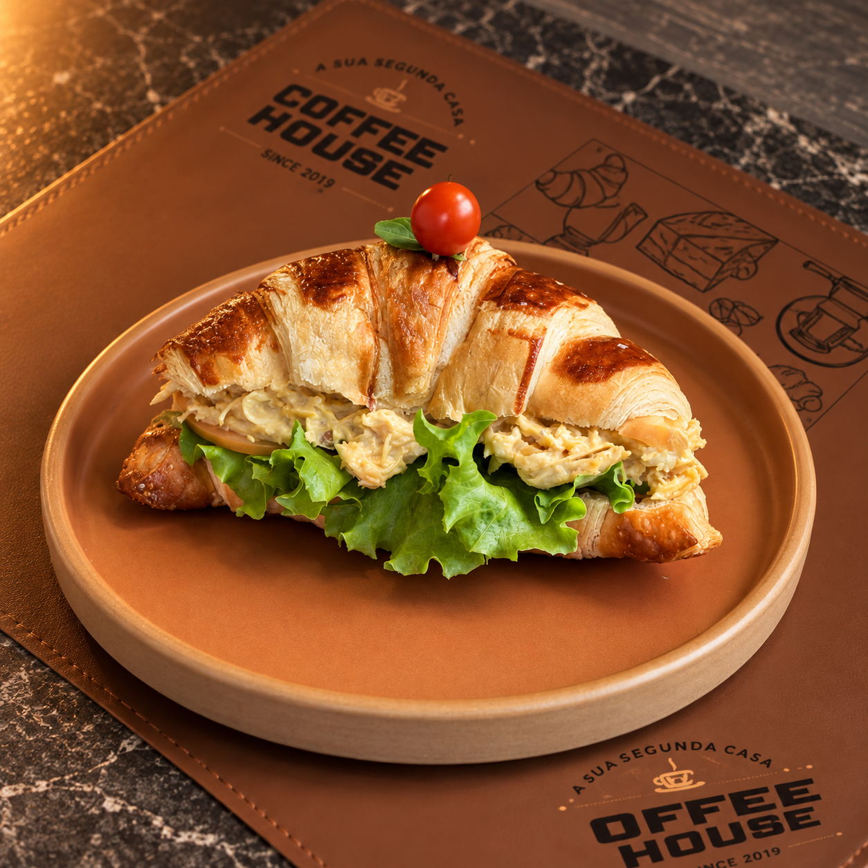 SANDUICHE DE CROISSANT COM FRANGO CREMOSO