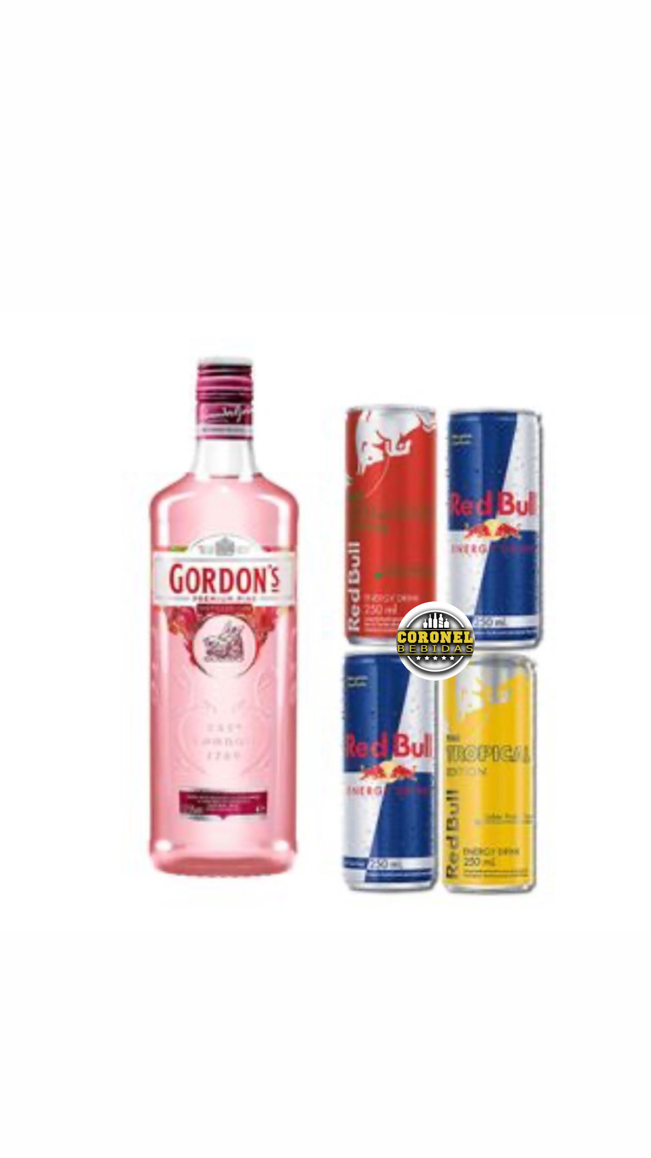 Gin Gordon's Pink 700ml + 4 Redbul ( Sabores )