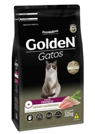 Golden Gatos Castrados Adultos Frango 3kg