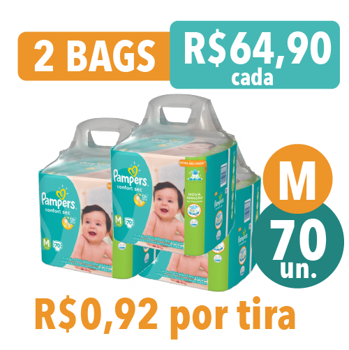 FRALDA PAMPERS CONFORTSEC BAG M