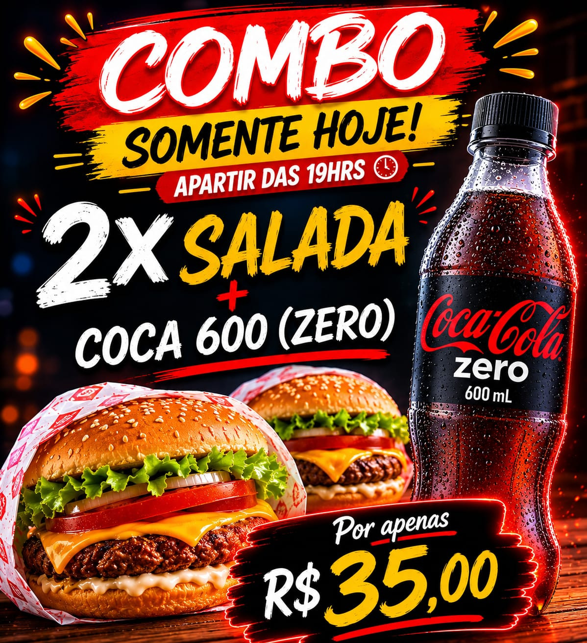 2X - SALADA + COCA 600 ZERO