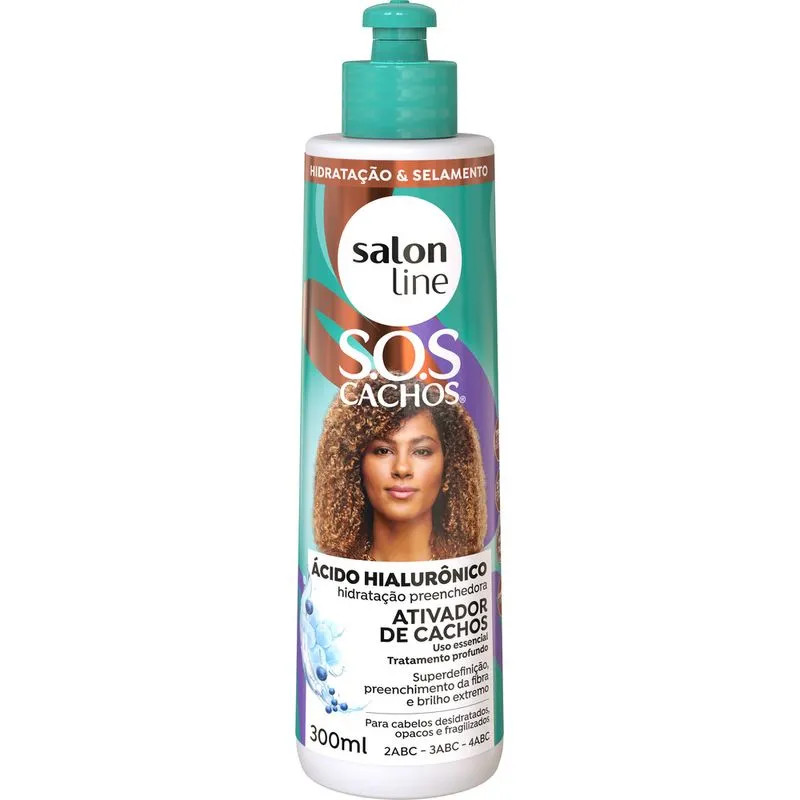 CREME ATIVADOR DE CACHOS SALON LINE 300ML ÁCIDO HIALUR.