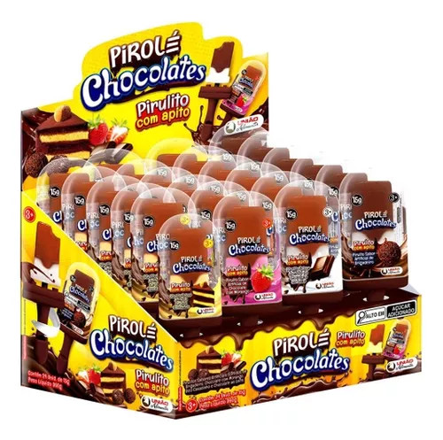 PIRULITO PIROLÉ CHOCOLATE COM APITO BALA