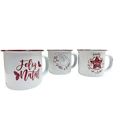CANECA MAGIZI ESMALTADA NATAL BRANCO 150ML
