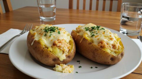 Batata Recheada de frango c/ Requeijao cremoso