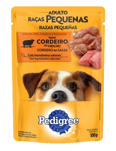 Ração Úmida para Cães Adultos de Raças Pequenas Sabor Cordeiro Ao Molho Pedigree 100g