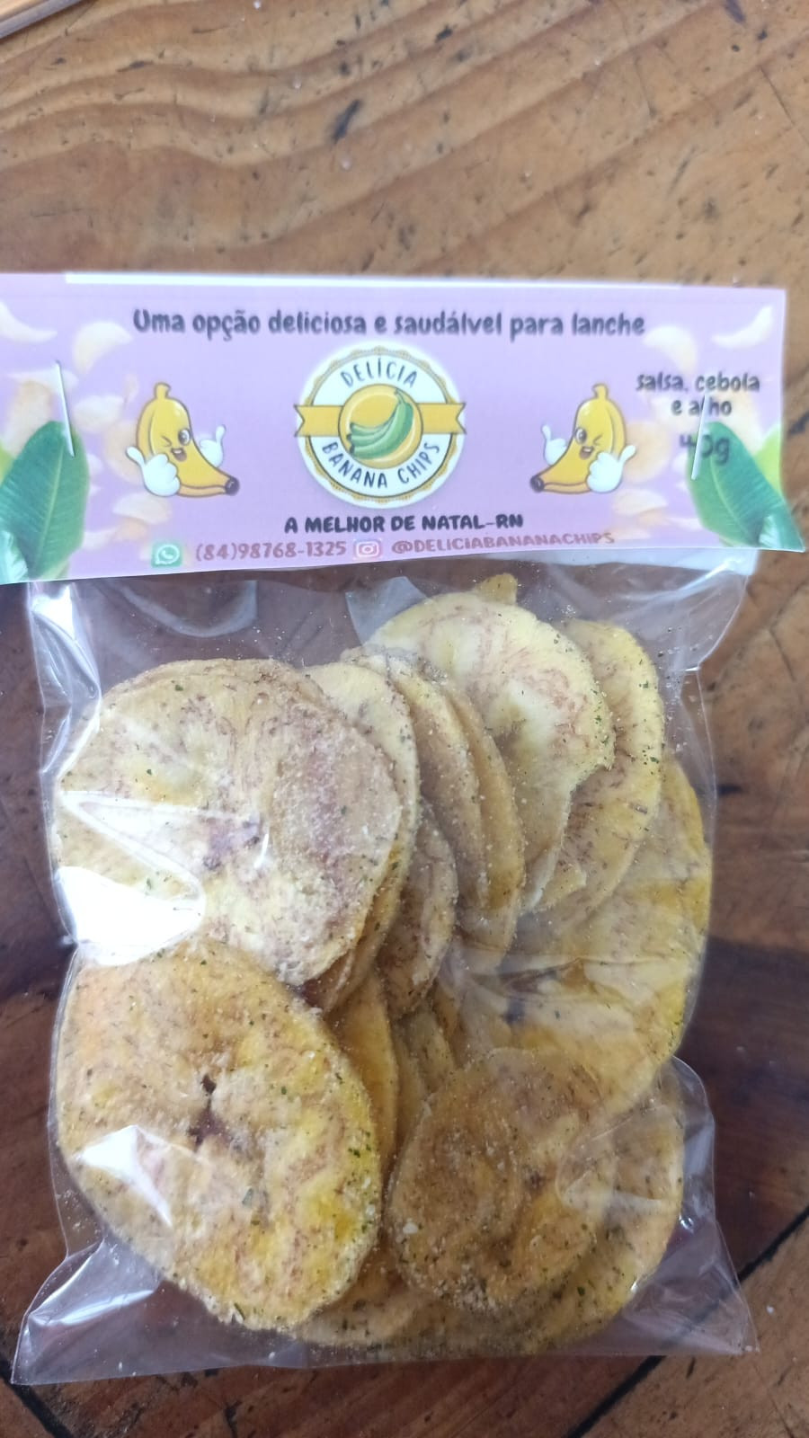 CHIPS DE BANANA SALSA , CEBOLA E ALHO 40G 