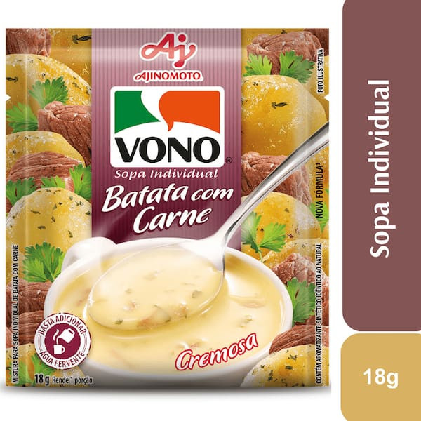Sopa Individual Cremosa Sabor Batata Cremosa com Carne Vono 18g