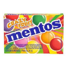 MENTOS CRAZYFRUIT BALA MASTIGAVEL SABOR SORTIDO DE FRUTAS 24,1G