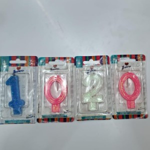 VELA NUMEROS BRANCA, AZUL E ROSA.