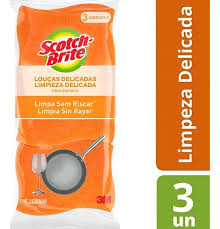 ESPONJA SCOTCH BRITE LARANJA LIMPEZA DELICADA 3 UN