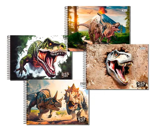 Caderno de desenho nova 60 folhas Dino zoo