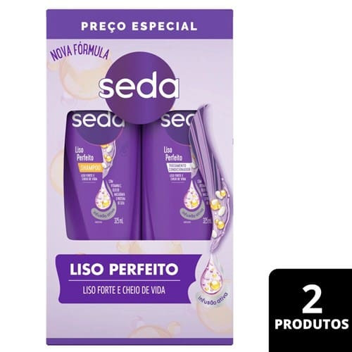Kit de Shampoo 325ml + Condicionador Liso Perfeito 325ml Seda