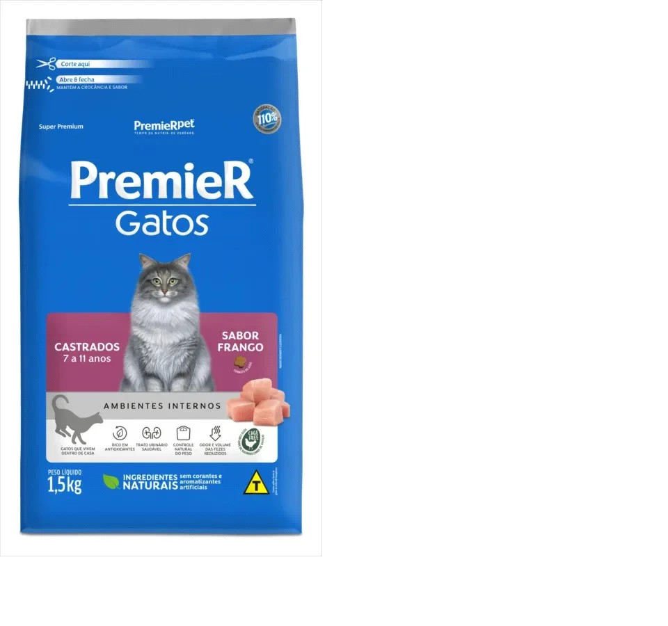 Premier Gatos Castrados Frango 1,5kg