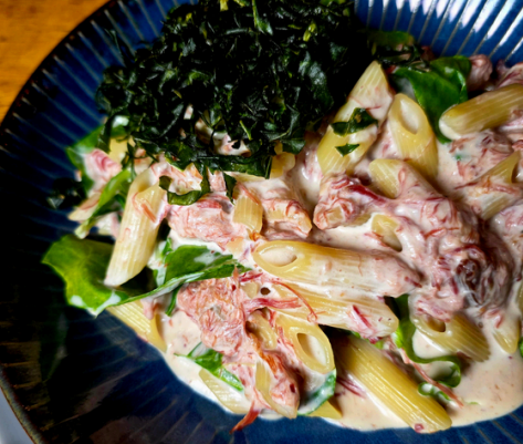 PENNE COM CARNE SECA E COUVE MANTEIGA