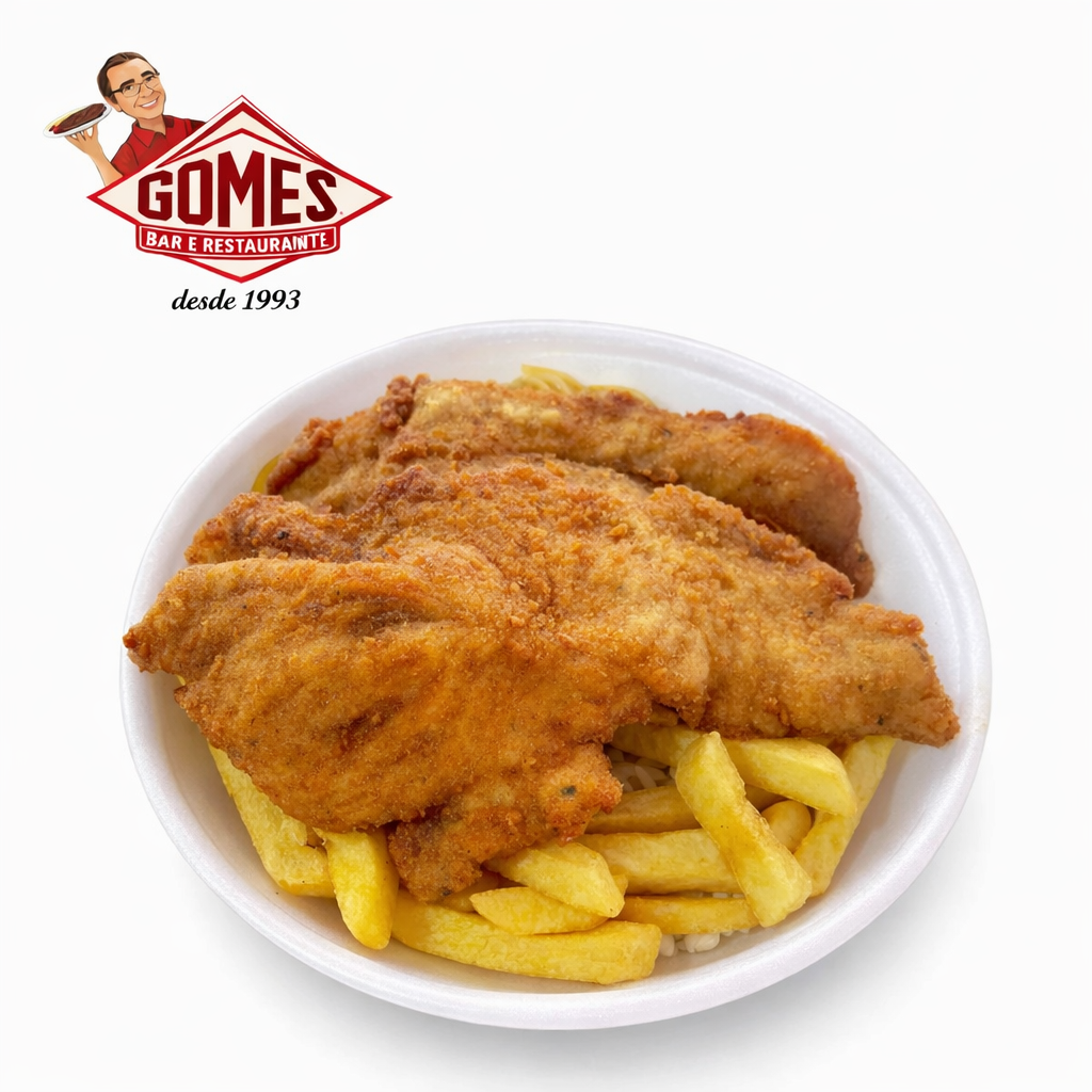Frango a milanesa c/ fritas 