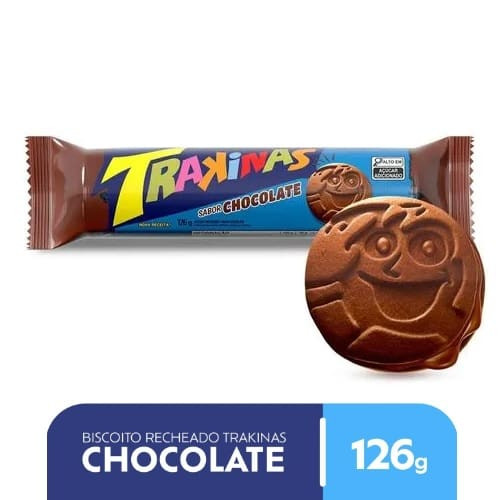 Biscoito Recheado Sabor Chocolate Trakinas 126g