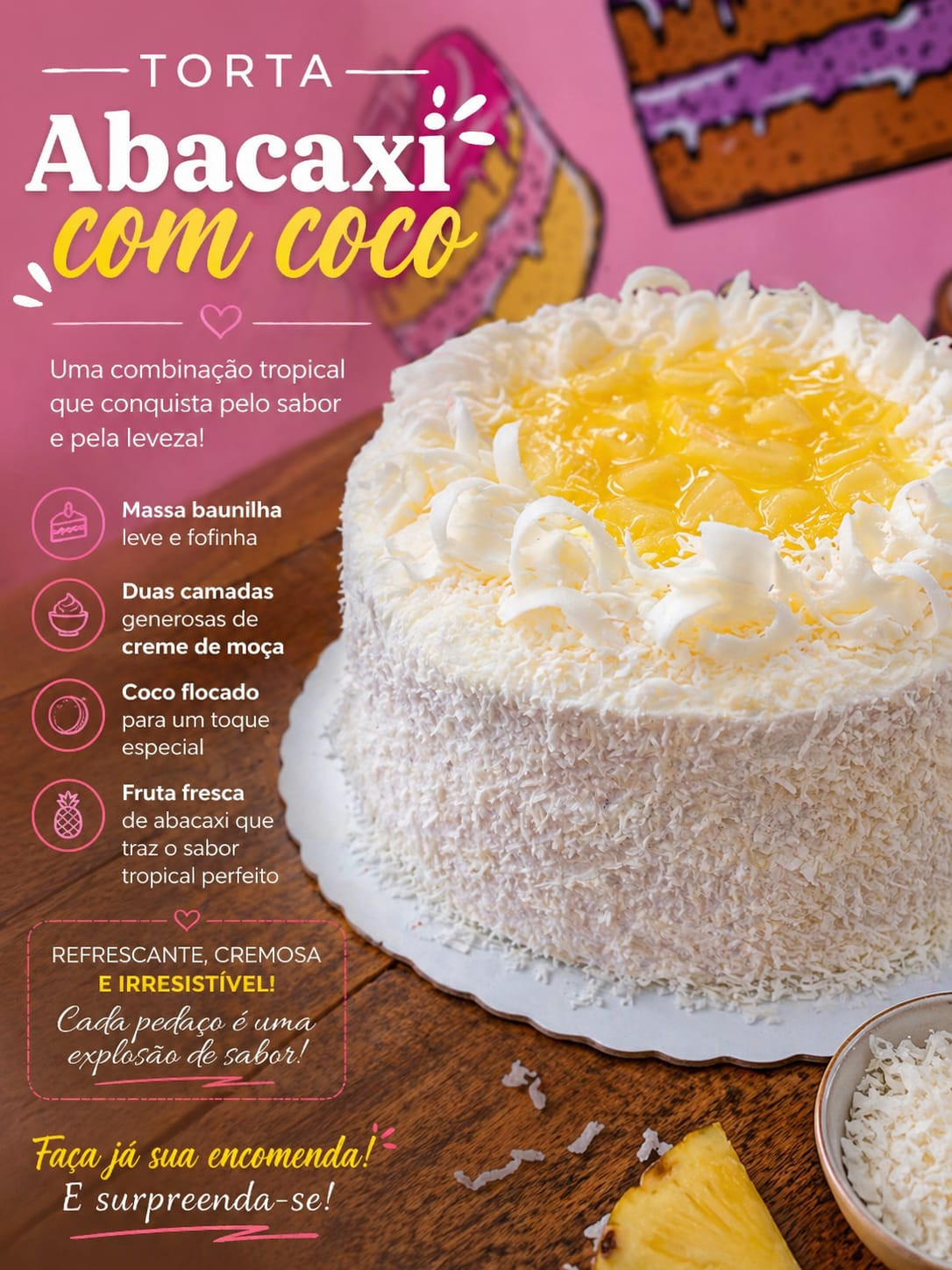 TORTA ABACAXI COM COCO 