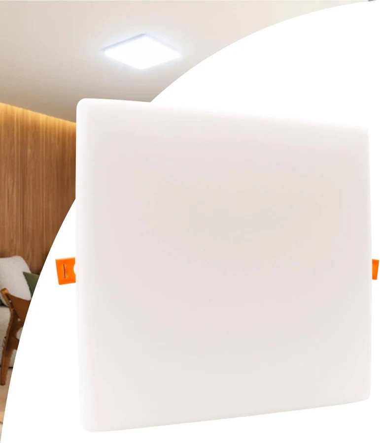 Painel Led Borda Infinita 36w Embutir Sobrepor  Quadrado 6.000K