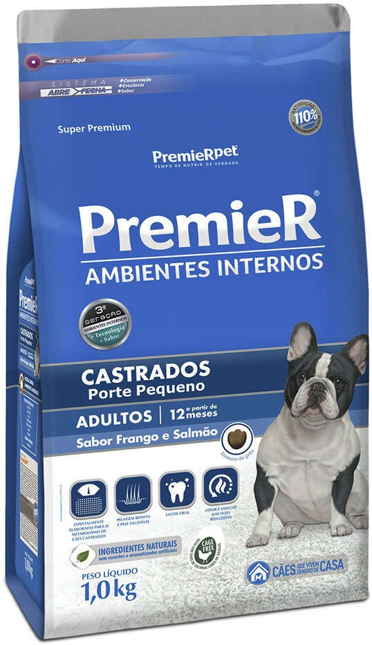 Premier Ambientes Internos Cães Castrados 1kg