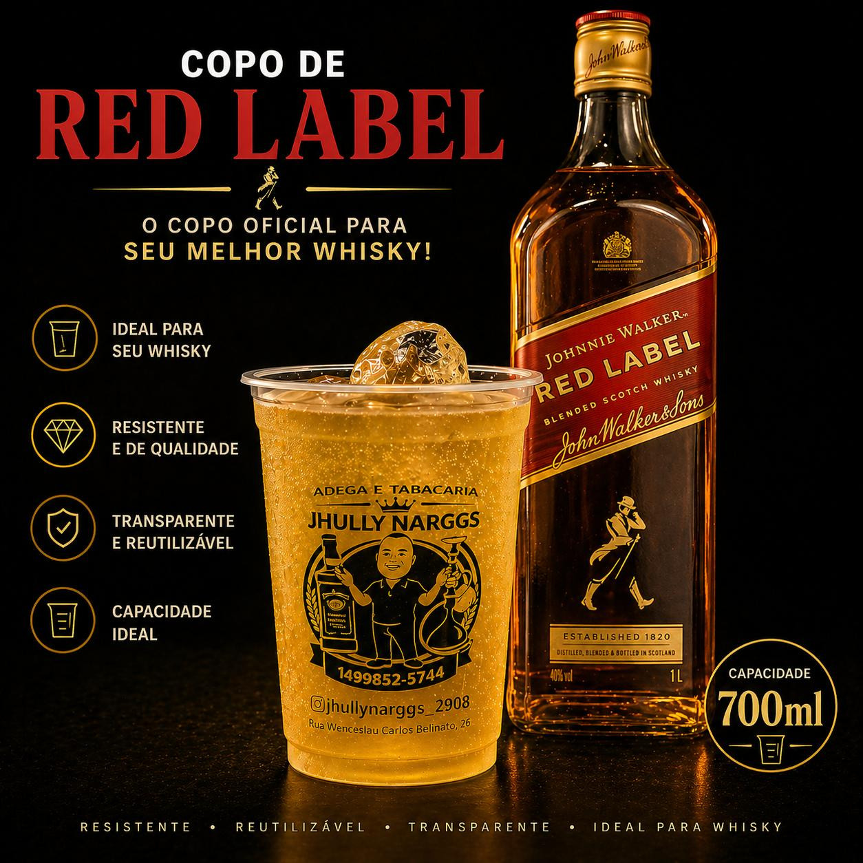 COPO DE WHISKY RED LABEL 700ML